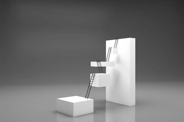 Abstract Blocks Ladders Grey Background Shadow Career Development Success Concept — Stock Photo, Image