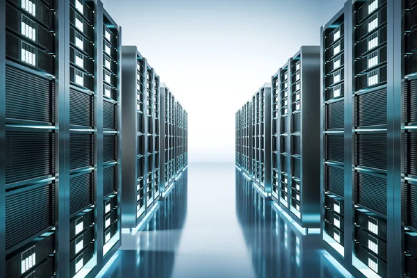 Abstract Shiny Server Room Wallpaper Technology Software Concept Rendering — Stock Photo, Image