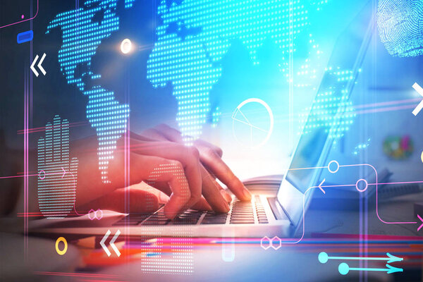 Закрытие рук с помощью ноутбука с цифровым бизнес-интерфейсом. Понятие "худ". Двойное воздействие
 