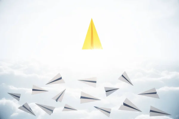 Leadership Ceo Concept Creative Paper Plane Sky Daylight Rendering — Stock Photo, Image