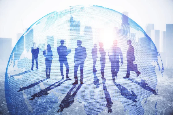 Empresarios Fondo Abstracto Ciudad Con Globo Luz Del Día Concepto — Foto de Stock