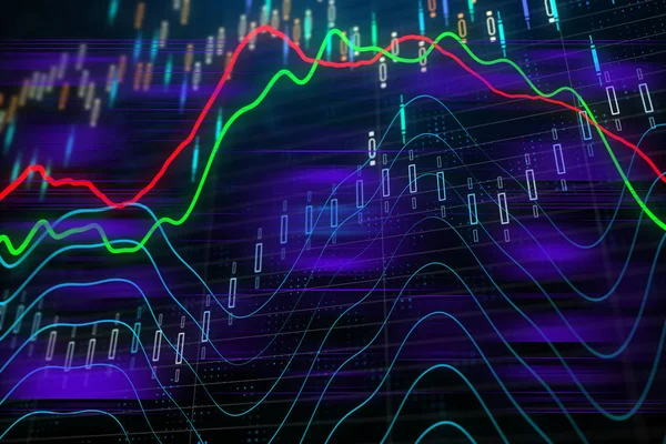 Kreativa Färgglada Forex Diagram Bakgrund Investeringar Och Handel Koncept Rendering — Stockfoto