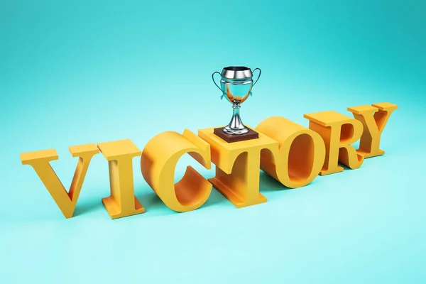 Creative Victory Background Text Trophy Leadership Win Concept Rendering — Stock Photo, Image