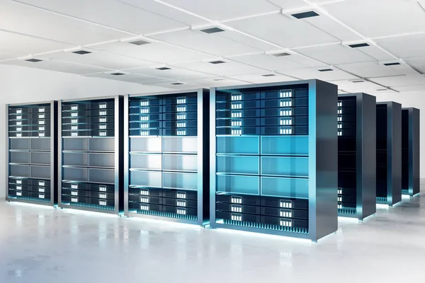Creative Server Room Background Technology Hardware Concept Rendering — Stock Photo, Image