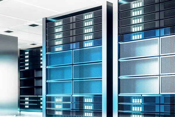 Shiny Server Room Background Technology Hardware Concept Rendering — Stock Photo, Image