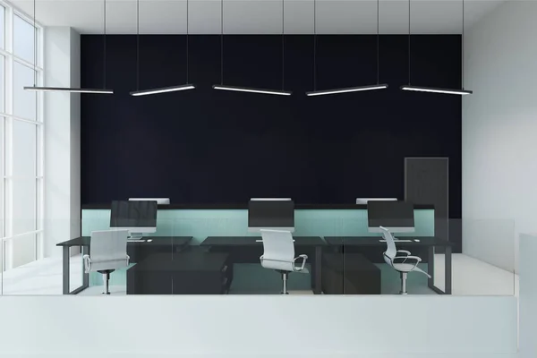 Czysty Coworkingowa Wnętrz Biurowych Miejsca Światło Dzienne Meble Kopiowania Renderowania — Zdjęcie stockowe