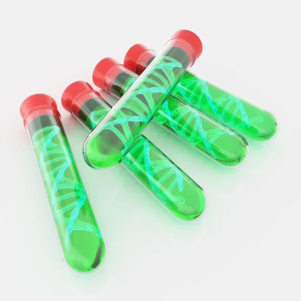 Abstrakta Lab Slang Med Helix Dna Och Framtida Koncept Rendering — Stockfoto