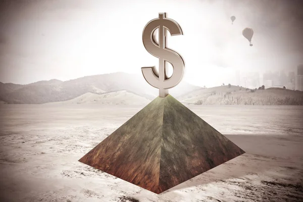 Абстрактный Знак Доллара Пирамиде Концепция Стабильности Экономии Рендеринг — стоковое фото