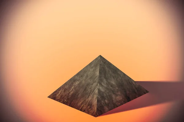 橙色背景下的抽象金字塔 平衡概念 — 图库照片