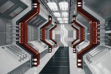 Yaratıcı fütüristik tünel iç. 3D render 