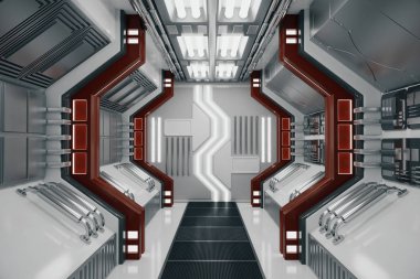 Çağdaş fütüristik tünel iç. 3D render 