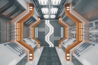 Parlak fütüristik tünel iç. 3D render 