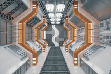 Yeni fütüristik tünel iç. 3D render 