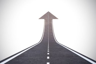 Ok ile soyut yol. Kariyer ve seçtikleri kavram. 3D render 