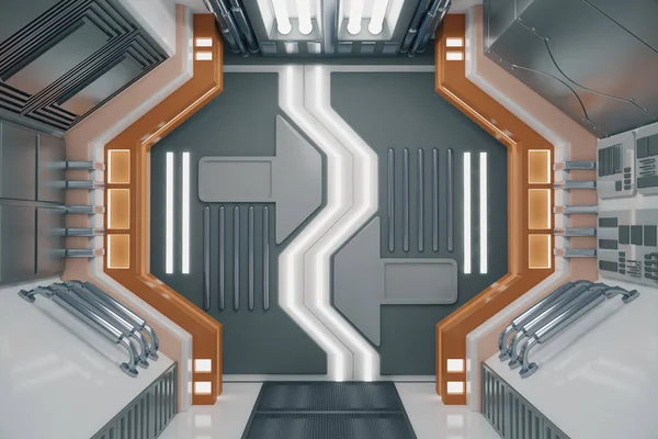 Metal Futuristic Tunnel Interior Rendering — Stock Photo, Image