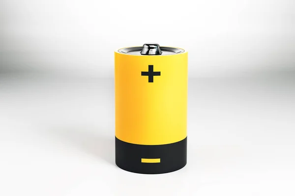 Batería Creativa Amarilla Sobre Fondo Gris Concepto Energético Renderizado —  Fotos de Stock