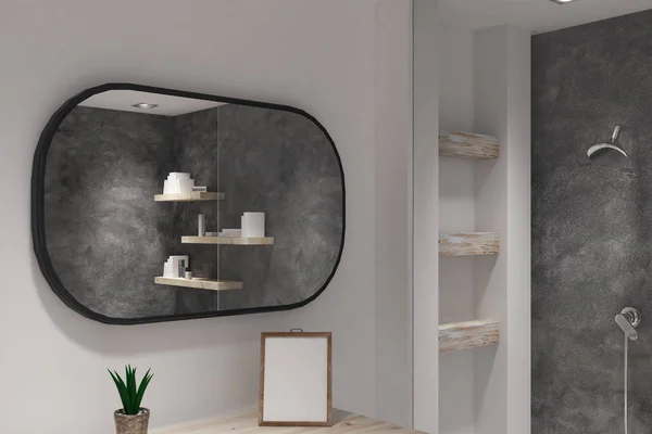 Interior Moderno Banheiro Com Moldura Branco Estilo Conceito Design Preparem — Fotografia de Stock