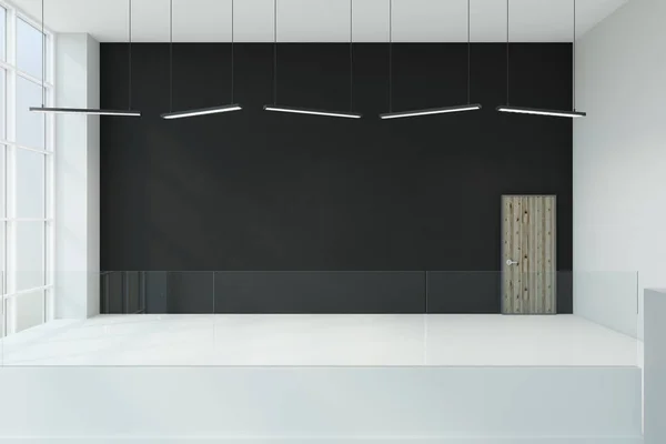 Modern Interieur Met Kopie Ruimte Zwarte Muur Daglicht Mock Rendering — Stockfoto