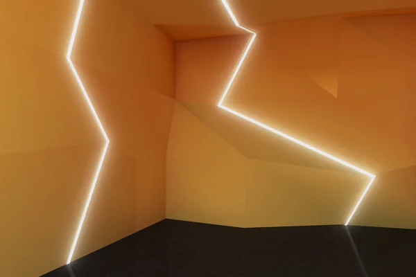 Intérieur Abstrait Chambre Orange Style Concept Design Rendu — Photo