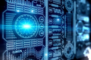 Yaratıcı dijital iş arabirimi duvar kağıdı parlayan. Gelecek ve iletişim kavramı. 3D render 