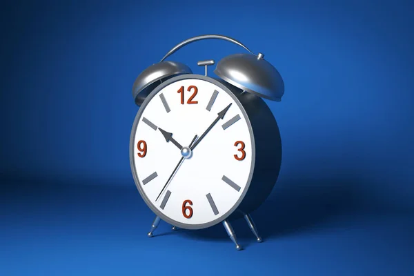 Creative Alarm Clock Blue Background Time Management Concept Rendering — Stock Photo, Image