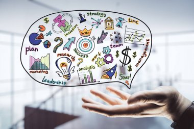 İş şeması kavramı, başlangıç çift pozlama arka plan.