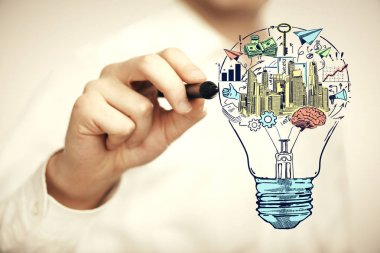 el çizimi iş fikri kavramı.