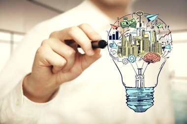 Ofis arka planda el çizim iş fikri kavramı.