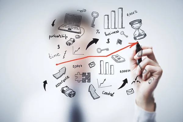 Dubbel exponering av Business sketch Concept — Stockfoto