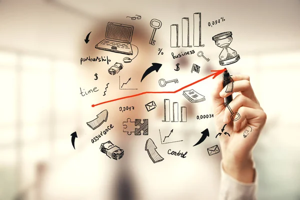 Dubbel exponering av Business sketch Concept — Stockfoto