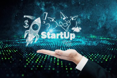 İş şeması kavramı, başlangıç çift pozlama arka plan.