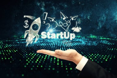 İş şeması kavramı, başlangıç çift pozlama arka plan.