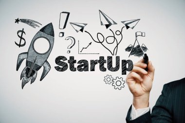 İş şeması kavramı, başlangıç çift pozlama arka plan.