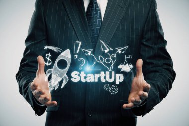 İş şeması kavramı, başlangıç çift pozlama arka plan.