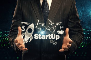 İş şeması kavramı, başlangıç çift pozlama arka plan.