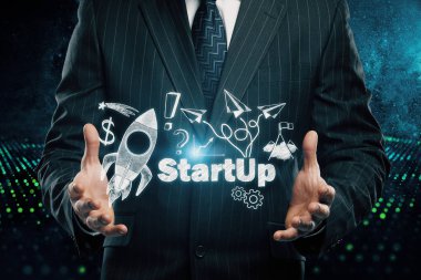 İş şeması kavramı, başlangıç çift pozlama arka plan.