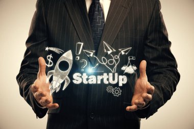 İş şeması kavramı, başlangıç çift pozlama arka plan.