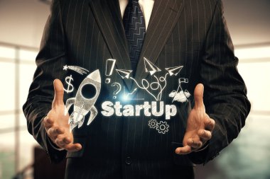 İş şeması kavramı, başlangıç çift pozlama arka plan.