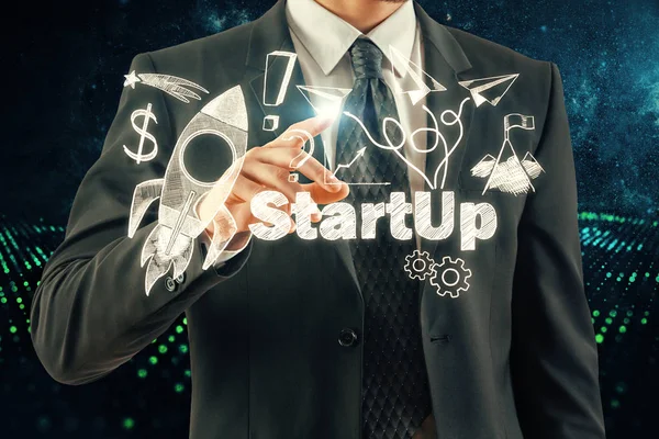 Business scheme concept, startup double exposure background. — Stock Photo, Image