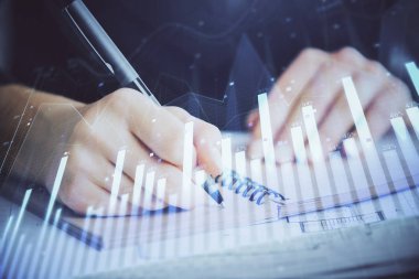 El notları arka plan alarak Forex grafik. Araştırma kavramı. Çift Pozlama