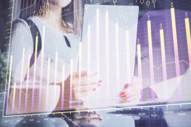 El Forex grafik renk ile notlar yapma çift pozlama. Hisse senedi piyasası konsepti.