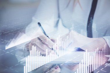El Forex grafik renk ile notlar yapma çift pozlama. Hisse senedi piyasası konsepti.