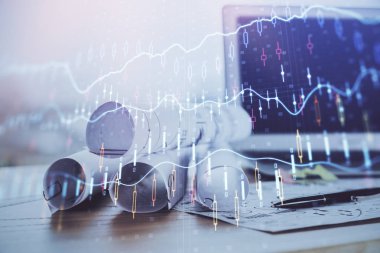 Borsa grafiği ve bilgisayar geçmişi olan tablolar. Çifte maruziyet. Mali analiz kavramı.