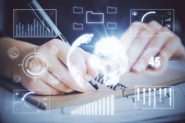 El notları arka plan alarak Forex grafik. Araştırma kavramı. Çift Pozlama