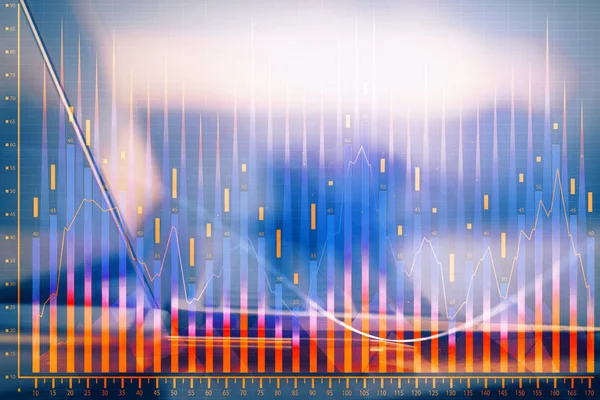 Forex market chart hologram and personal computer background. Multi exposure. Concept of investment. — Stock Photo, Image