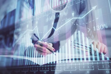 El Forex grafik renk ile notlar yapma çift pozlama. Hisse senedi piyasası konsepti.