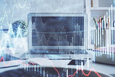 Borsa grafiği ve bilgisayar geçmişi olan tablolar. Çoklu maruz kalma. Mali analiz kavramı.