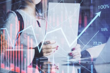 El Forex grafik renk ile notlar yapma çift pozlama. Hisse senedi piyasası konsepti.