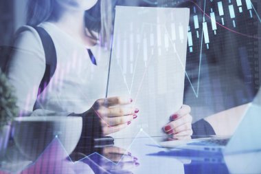 El Forex grafik renk ile notlar yapma çift pozlama. Hisse senedi piyasası konsepti.