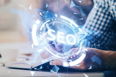 Adam el yazısı. Çift pozlama seo çizimleri ile.